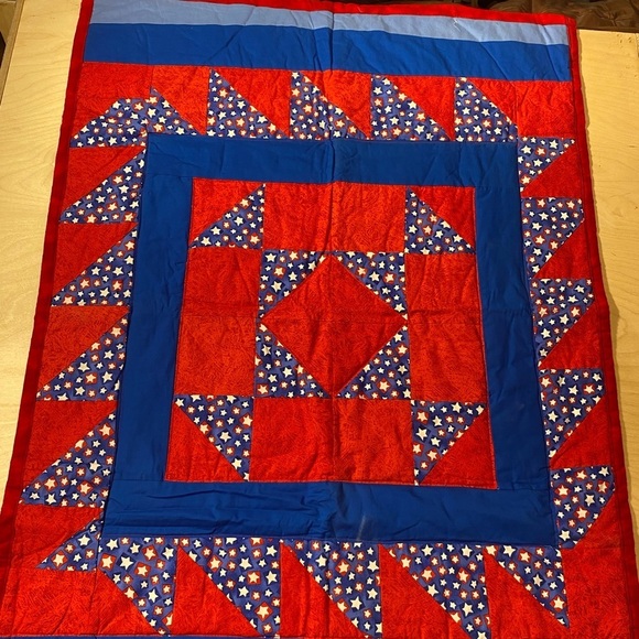 Hand Crafted Patriotic Lap Quilt 46” x 35” (HL) - Picture 2 of 11